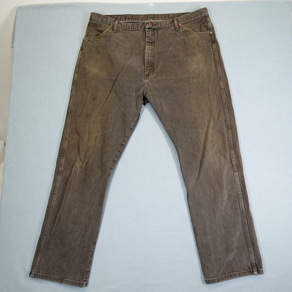 Wrangler Jeans Mens 42x32 Brown 13MWZKL Cowboy Cut Denim Workwear Western